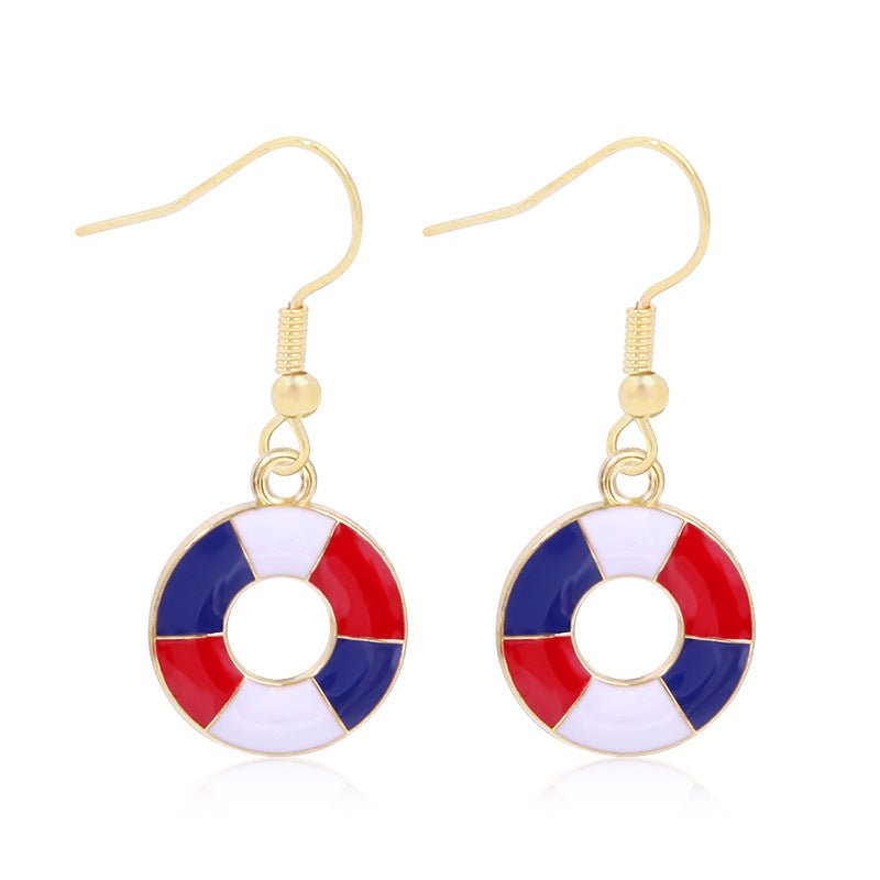 Women's Lightweight Star Earrings Enamel Flag Design Fishhook Closure Zinc Alloy