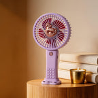 Portable Rechargeable Hand Fan for Women with Playful Horse Motif Multiple Speeds Compact Design