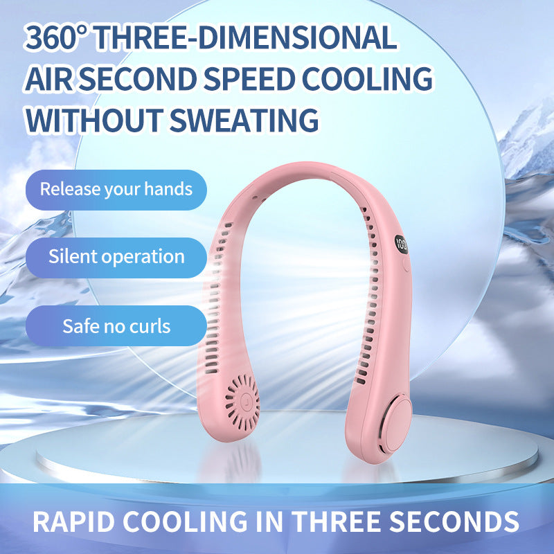 Portable Neck Fan Wireless USB Rechargeable Adjustable Speed for Women
