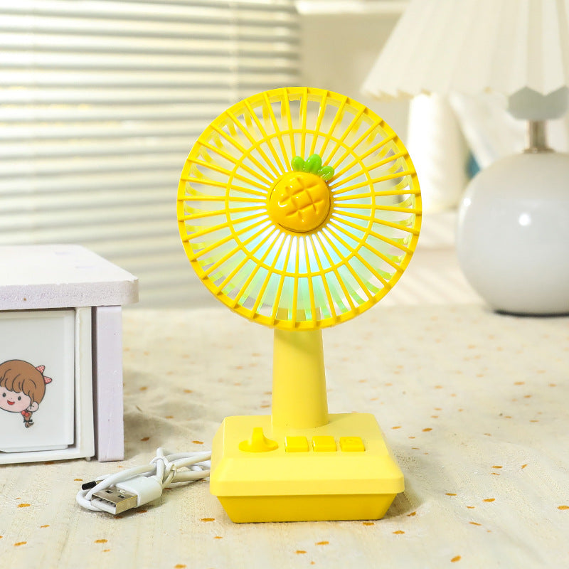 Portable USB Table Fan Ladies Pineapple Design Lightweight Quiet Adjustable Speeds