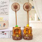 Creative Bear Design USB Table Fan with LED Light Compact Portable Desk Fan