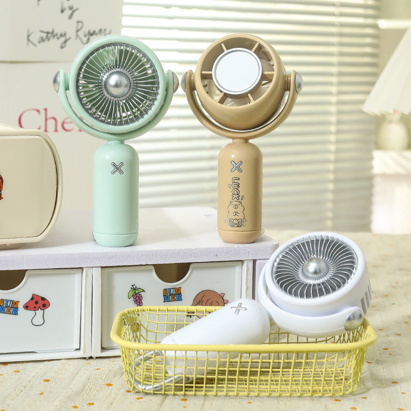 Portable USB Rechargeable Hand Fan with Adjustable Speed and Cute Animal Design for Women