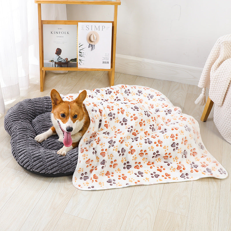 Non-Slip Pet Cushion Soft Cozy Pillow with Paw Print Pattern