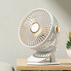 Portable Table Fan with Variable Speeds and Integrated LED Light