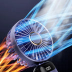 Foldable Rechargeable Handheld Fan with LED Battery Indicator and Detachable Charging Station
