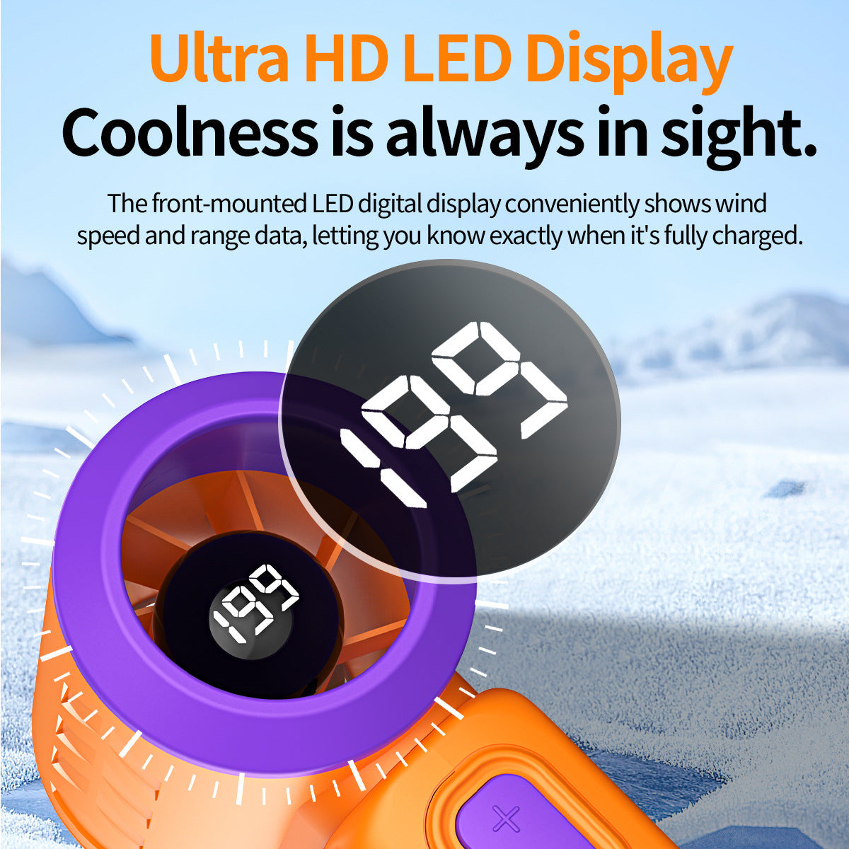 Harrow Portable Mini Fan with LED Temperature Display Lightweight Rechargeable