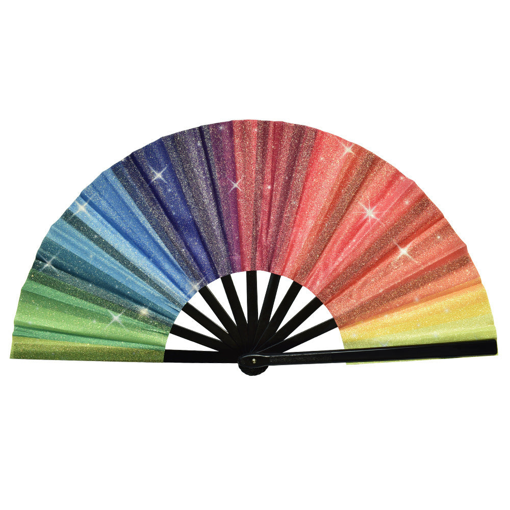 Women’s Glamorous Paper Fan Sparkling Colors Compact Handheld Accessory