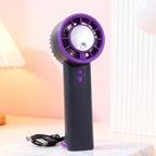 Portable Handheld Fan with Mist Spray USB Rechargeable Foldable Stand