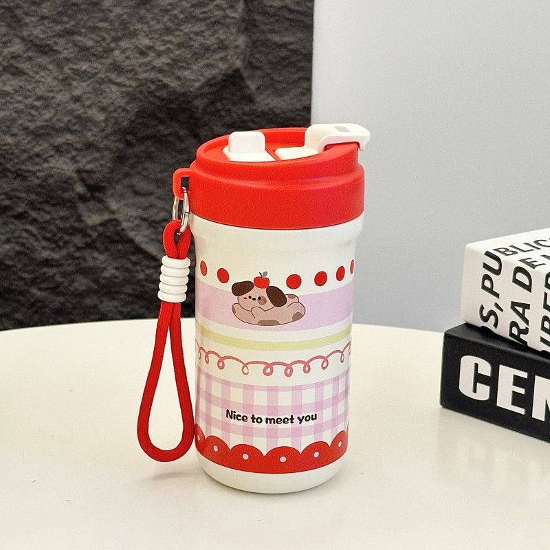 Insulated Drinking Cup for Women Leak-Proof Flip Lid BPA-Free with Cheerful Rabbit Design