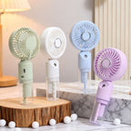Portable Mini Fan With Integrated Spray Function USB Rechargeable Adjustable Speed