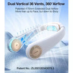 Bladeless Ergonomic Neck Air Cooler USB Rechargeable Adjustable Vents Unisex One Size