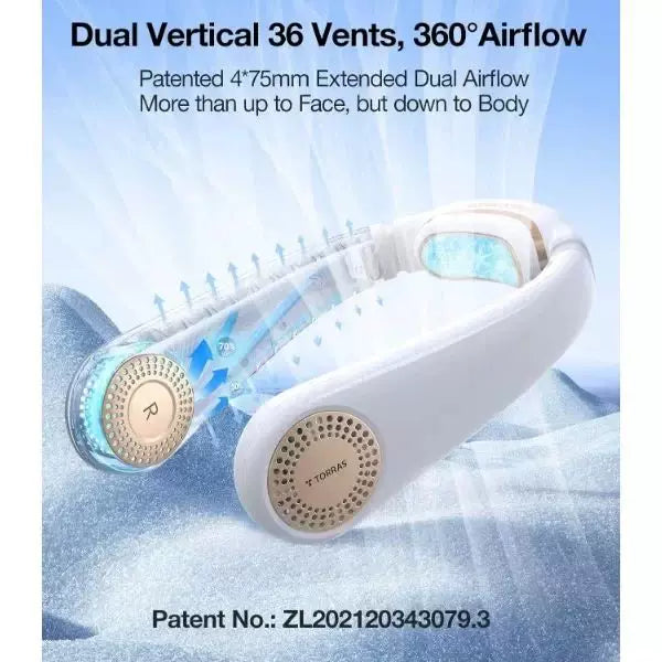 Bladeless Ergonomic Neck Air Cooler USB Rechargeable Adjustable Vents Unisex One Size