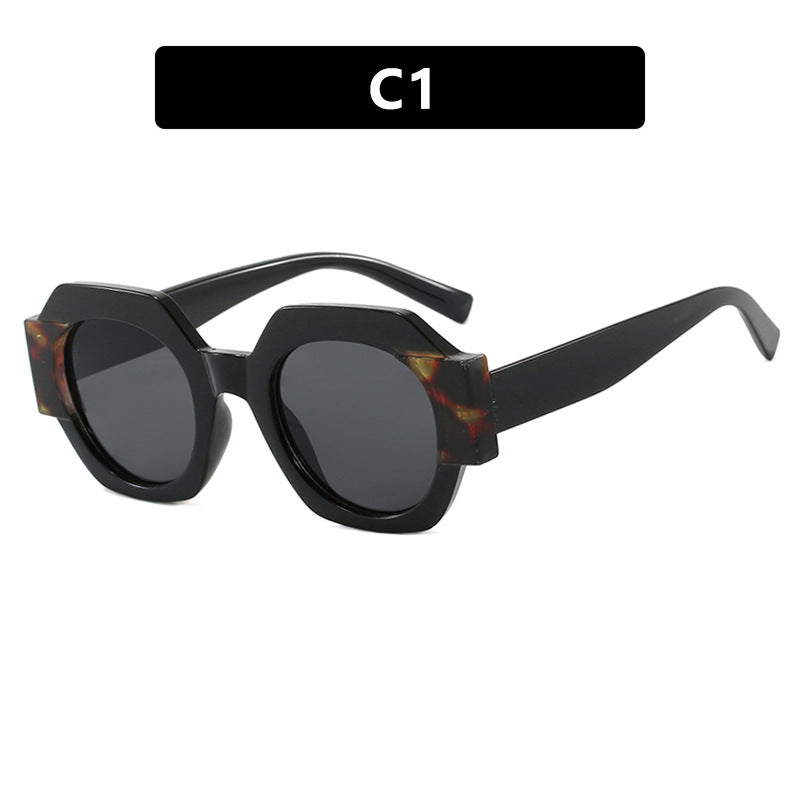 Ladies Hexagonal Sunglasses UV Protection Lightweight Fashionable Frame