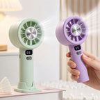 Portable Hand Fan with LCD Display USB Rechargeable Compact Personal Cooling Fan