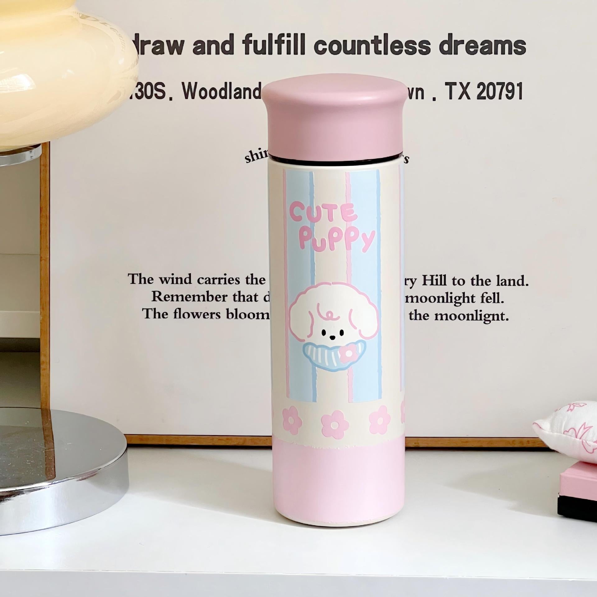 Women’s Insulated Coffee Thermos Lightweight Leak-Proof Travel Mug with Playful Design