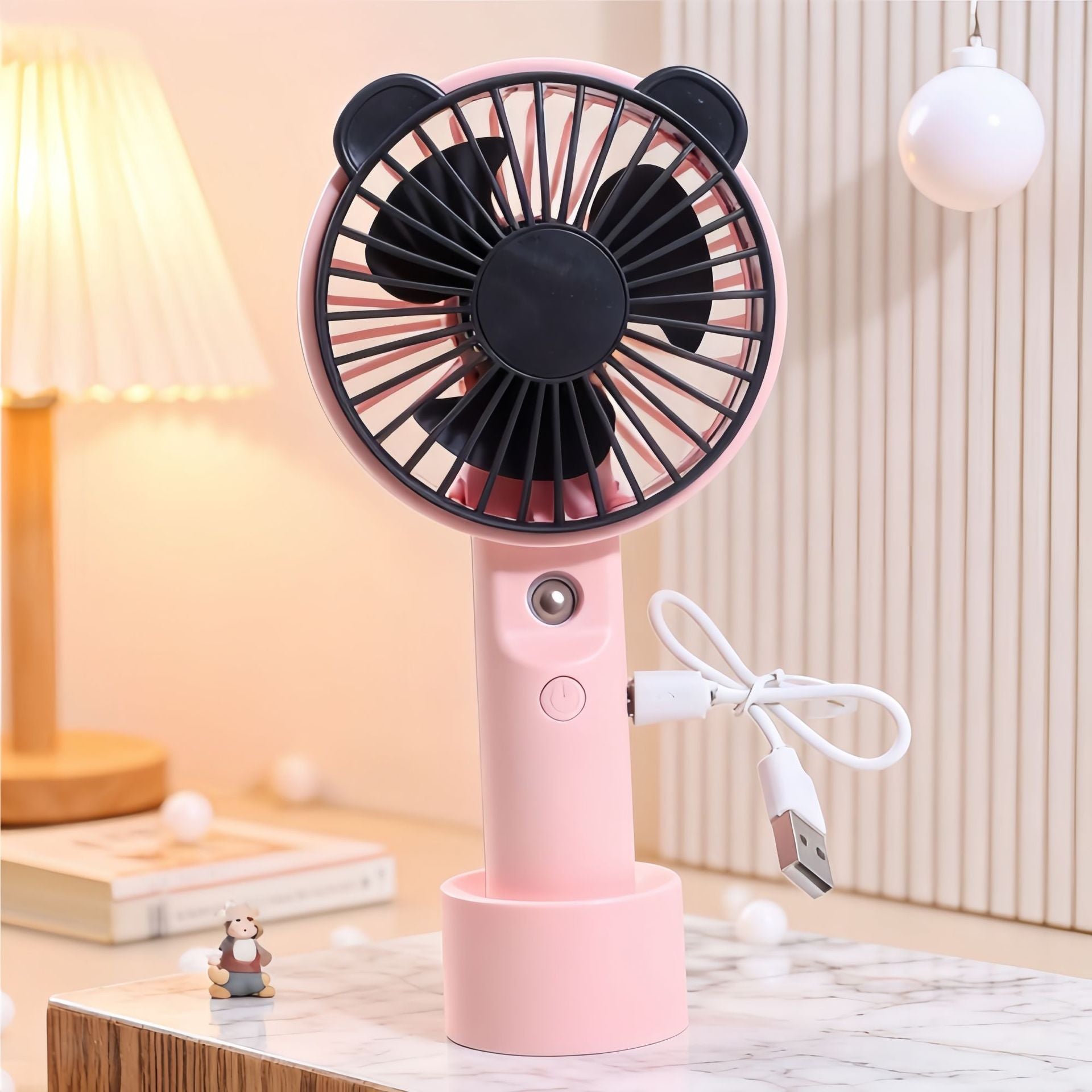 Portable Hand Fan with Spray Function USB Rechargeable Lightweight Personal Cooling Fan