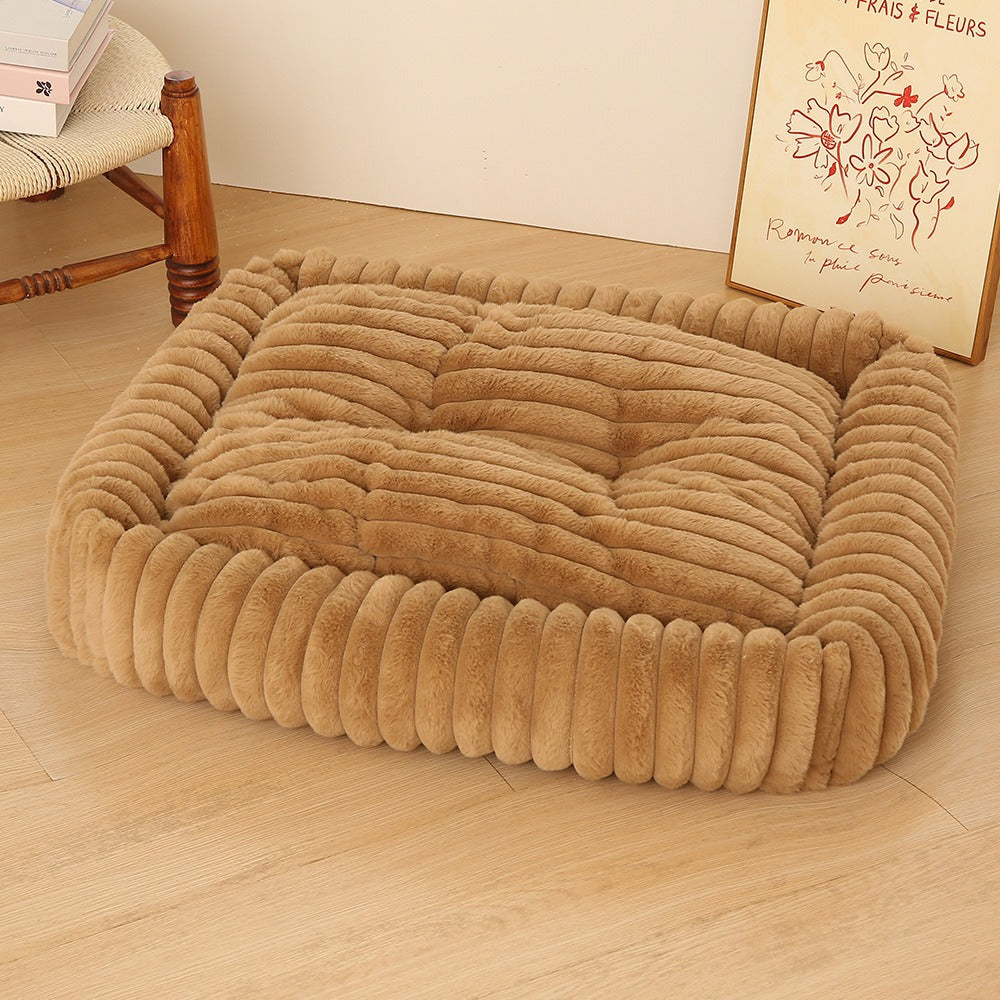 Plush Pet Bed with High Edge Non-Slip Bottom Soft Cozy Dog Cat Bed