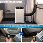 Universal Flat Window Sealing Panel for Portable Air Conditioner with Round Exhaust Collar and Elastic Straps