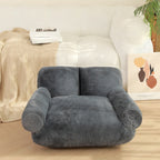 Women's Cozy Relax Armchair Plush Fabric Ergonomic Support Removable Cover