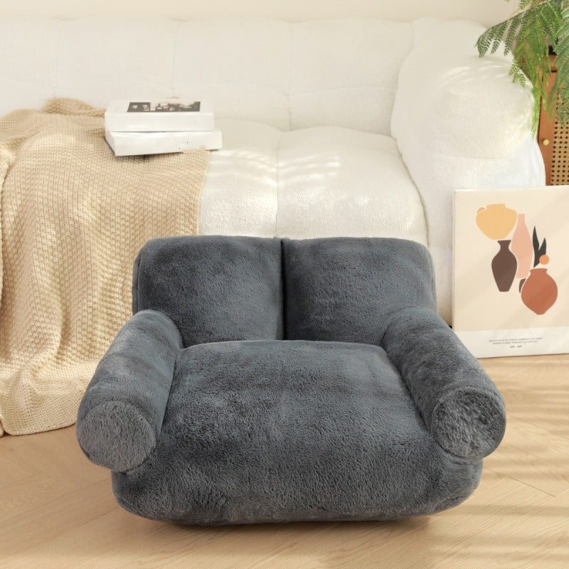Women's Cozy Relax Armchair Plush Fabric Ergonomic Support Removable Cover