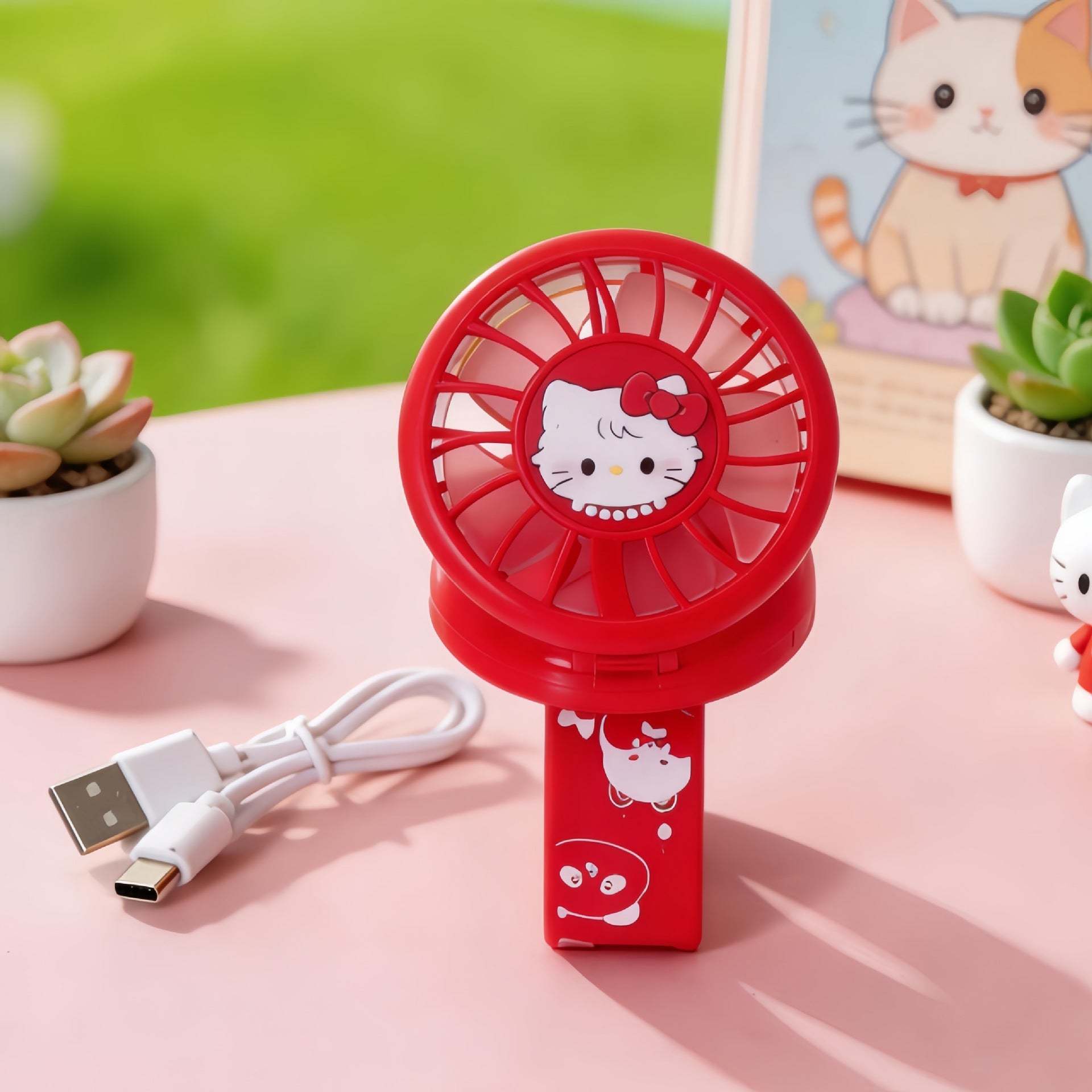 Portable Handheld Fan with Cute Chicken Design USB Rechargeable Wristband Cooler