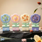 Portable Mini Fan USB Rechargeable Compact Flower Design Adjustable Speeds
