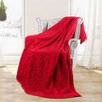 Brehn Ladies Soft Cable Knit Snuggle Blanket Cozy Throw for Home and Outdoors