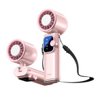Dual-Head Rechargeable Personal Cooling Fan Portable Adjustable Airflow Battery Powered