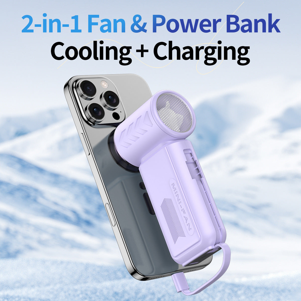 Portable Cooling Fan with Power Bank Adjustable Speeds Lightweight Compact
