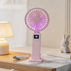 Portable Mini Hand Fan for Women with LCD Display USB Rechargeable Quiet Operation