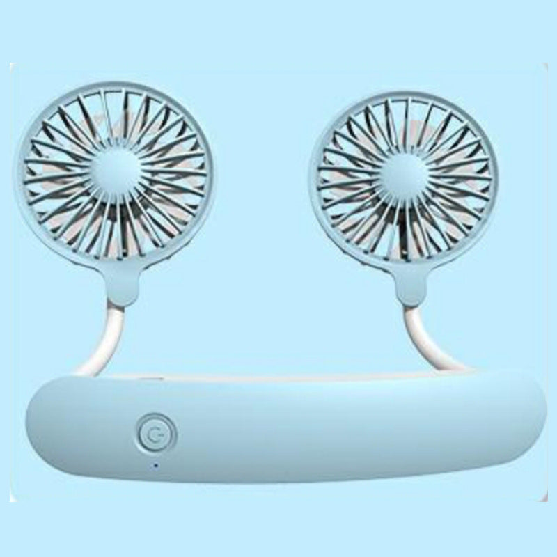Unisex nano portable double neck fan with silent motor, adjustable fan heads, and rechargeable battery