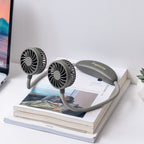 Portable Neck Fan With Dual Adjustable Heads USB Rechargeable Quiet Brushless Motor
