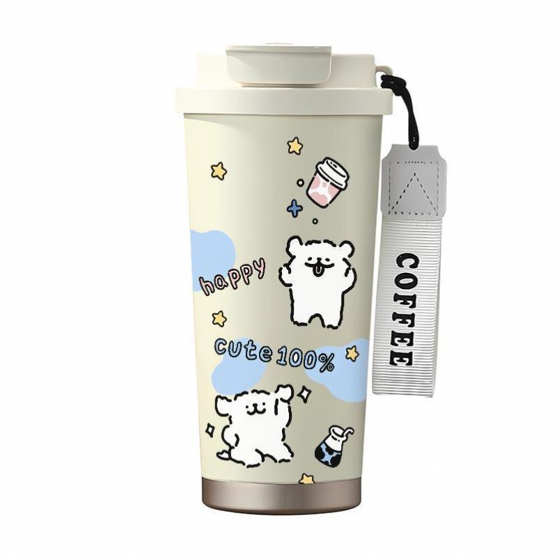 Insulated Ladies Coffee Mug BPA-Free Plastic Stainless Steel Bottom Hello Kitty Design