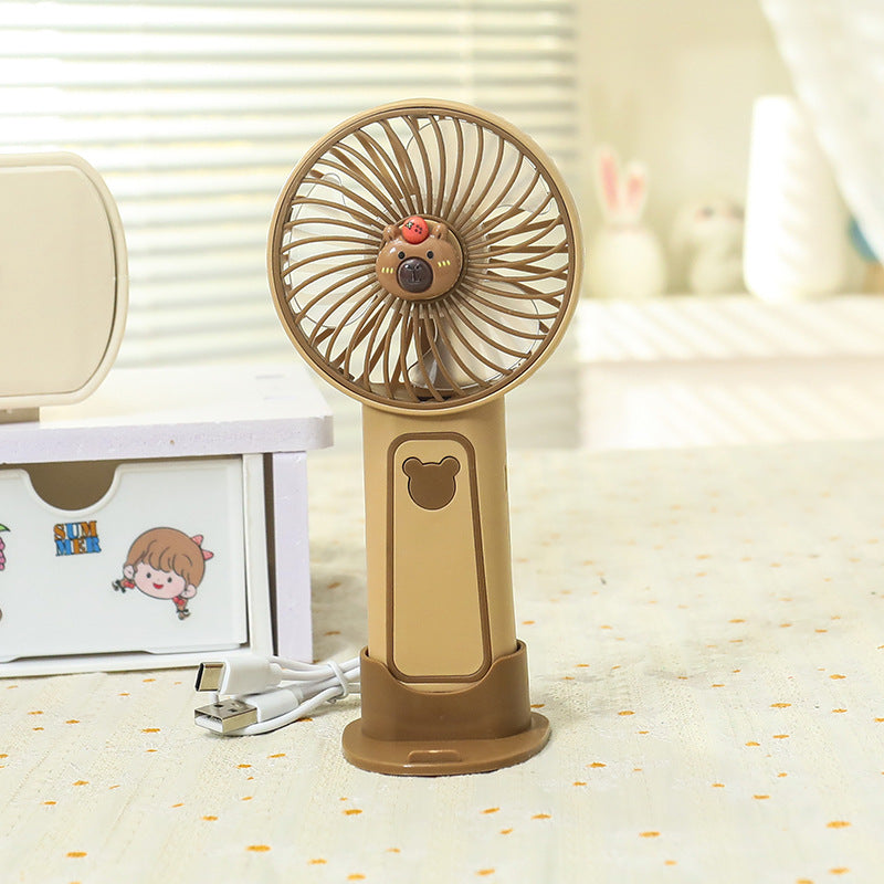 Rechargeable Portable Handheld Fan USB Charging Base Child-Safe Bear Design