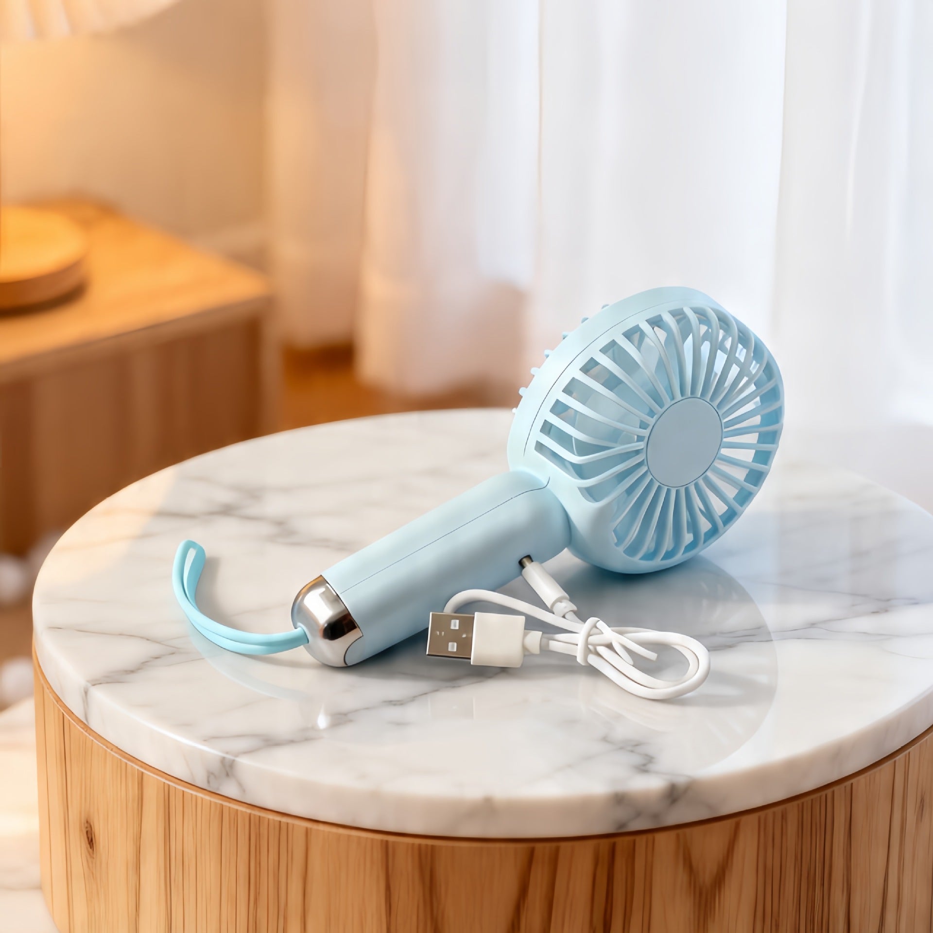 Portable Handheld Fan USB Rechargeable Ergonomic Design Lightweight Personal Cooling Fan