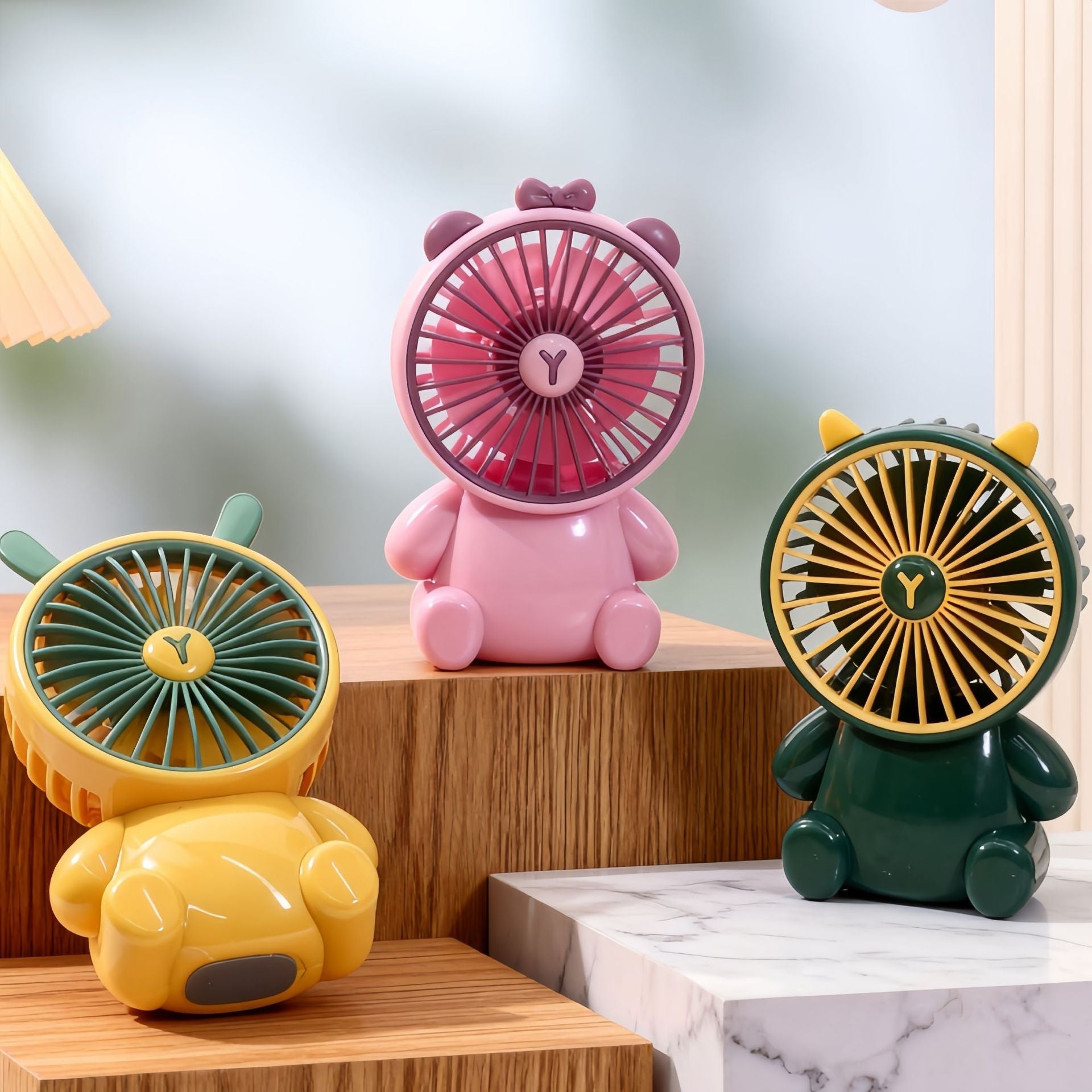 Portable USB Mini Handheld Fan with Cute Animal Design Lightweight Rechargeable Personal Fan