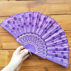 Handcrafted Ladies Fan with Exquisite Embroidery Lightweight Fabric Cooling Accessory