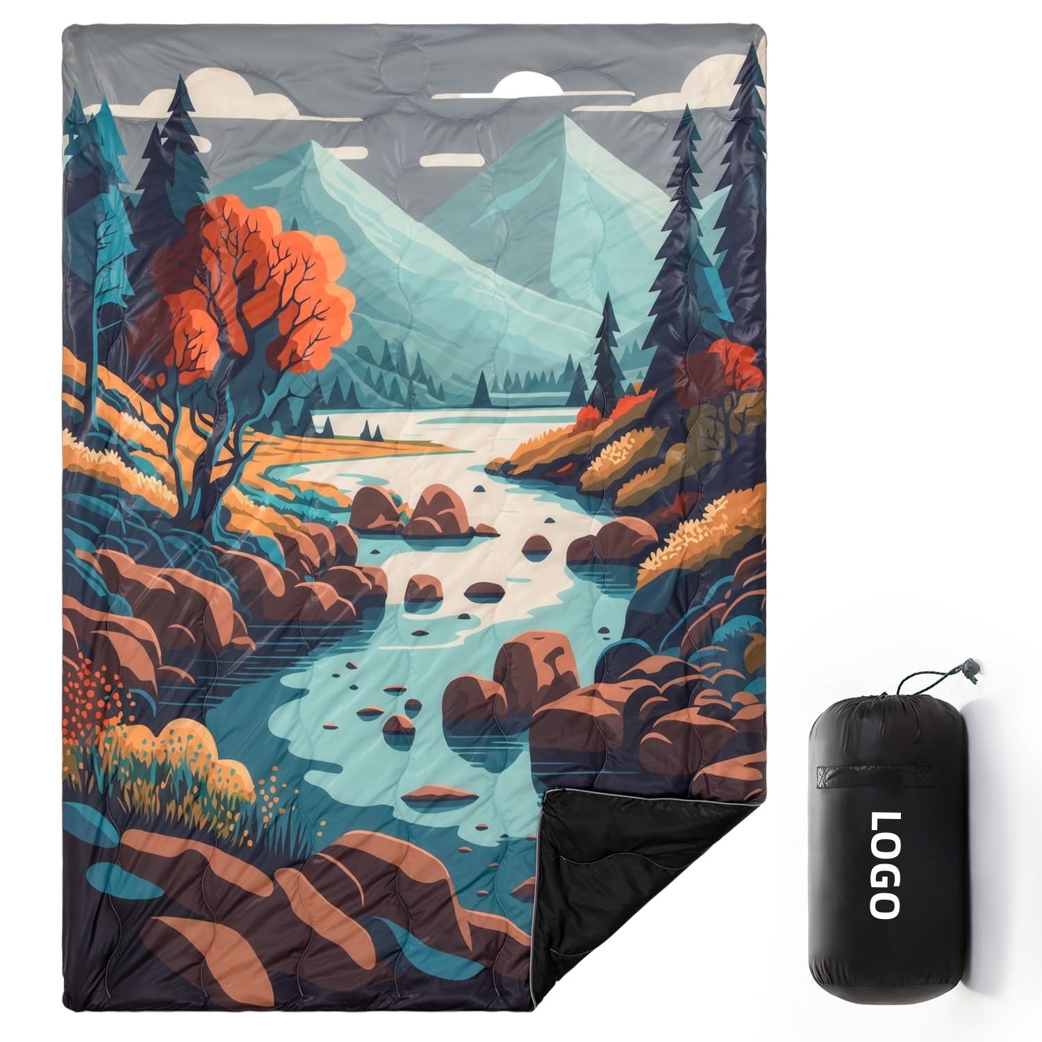 Insulated Camping Blanket Lightweight Waterproof Outdoor Blanket with Carry Bag