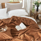 Bowlift Women's Soft Cotton Muslin Throw Blanket Breathable Lightweight with Fringes