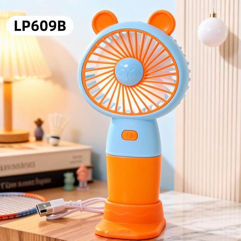 Rechargeable Portable Hand Fan With Bear Design Quiet Child-Safe Table And Handheld Fan