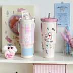 Insulated Stainless Steel Water Bottle for Women with Cute Dog Design Leak-Proof Lid