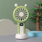 Women's Portable Handheld Fan with Digital Display Multiple Speed Modes Compact Design