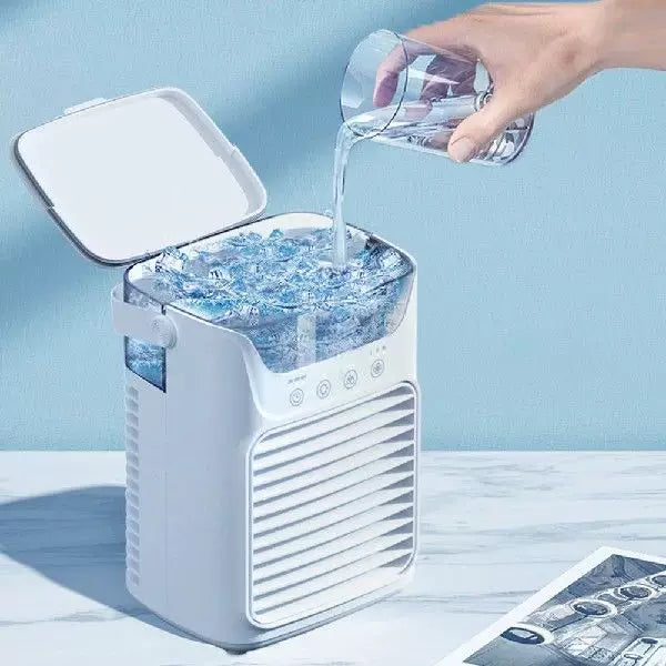 Portable Evaporative Air Cooler with Removable Ice Container Whisper-Quiet Fan Compact Personal Cooler