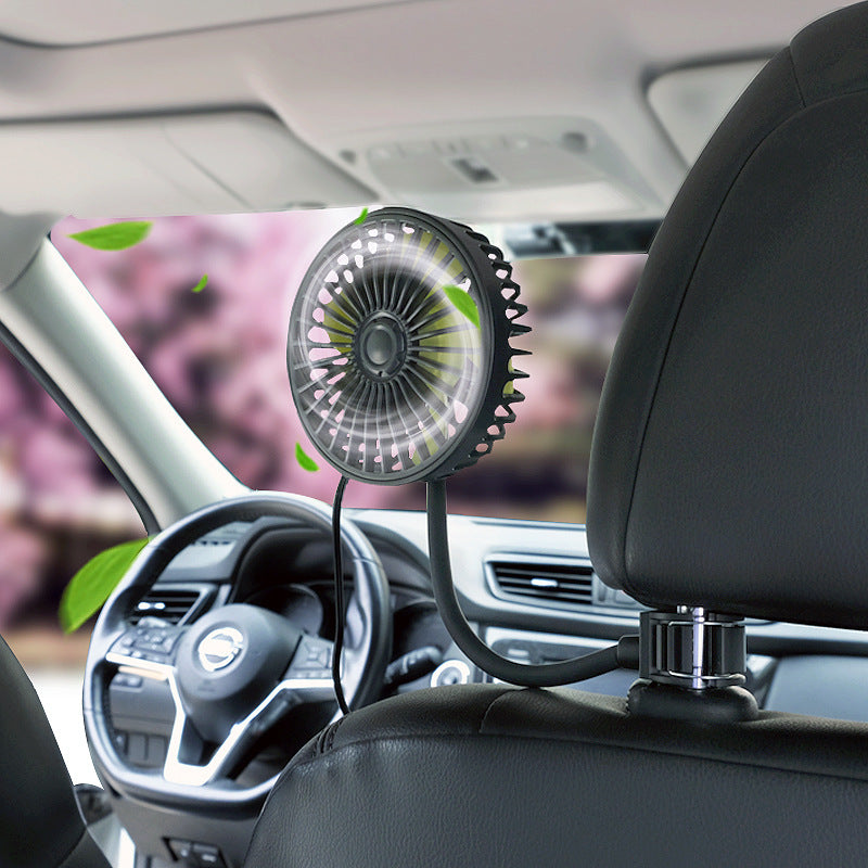 Portable Flexible Car Air Circulator Fan Adjustable Neck Compact Lightweight Airflow Cooler