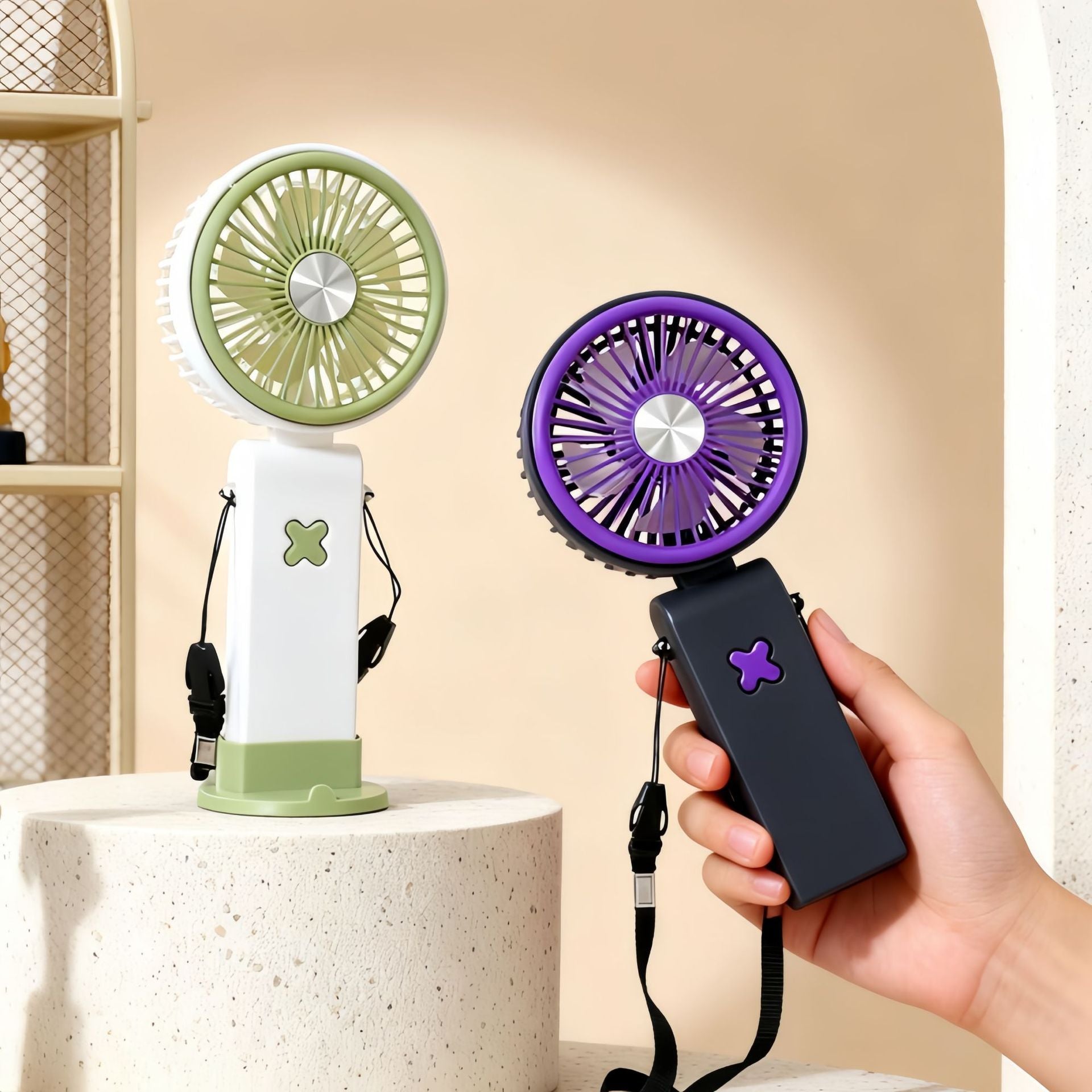 Portable Handheld Fan for Women with Flexible Design USB Rechargeable Compact Lightweight