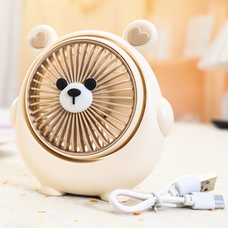 Portable Desk Fan Cute Animal Design USB-Powered Adjustable Tilt Compact Personal Cooling Fan