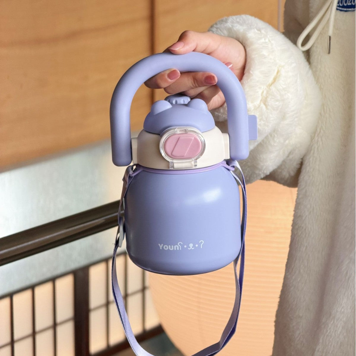 Ladies BPA-Free Plastic Water Bottle Leak-Proof with Carry Handle Stylish Compact Design