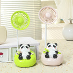 Portable Mini Fan USB Rechargeable Quiet Operation Cute Panda Design Compact Size