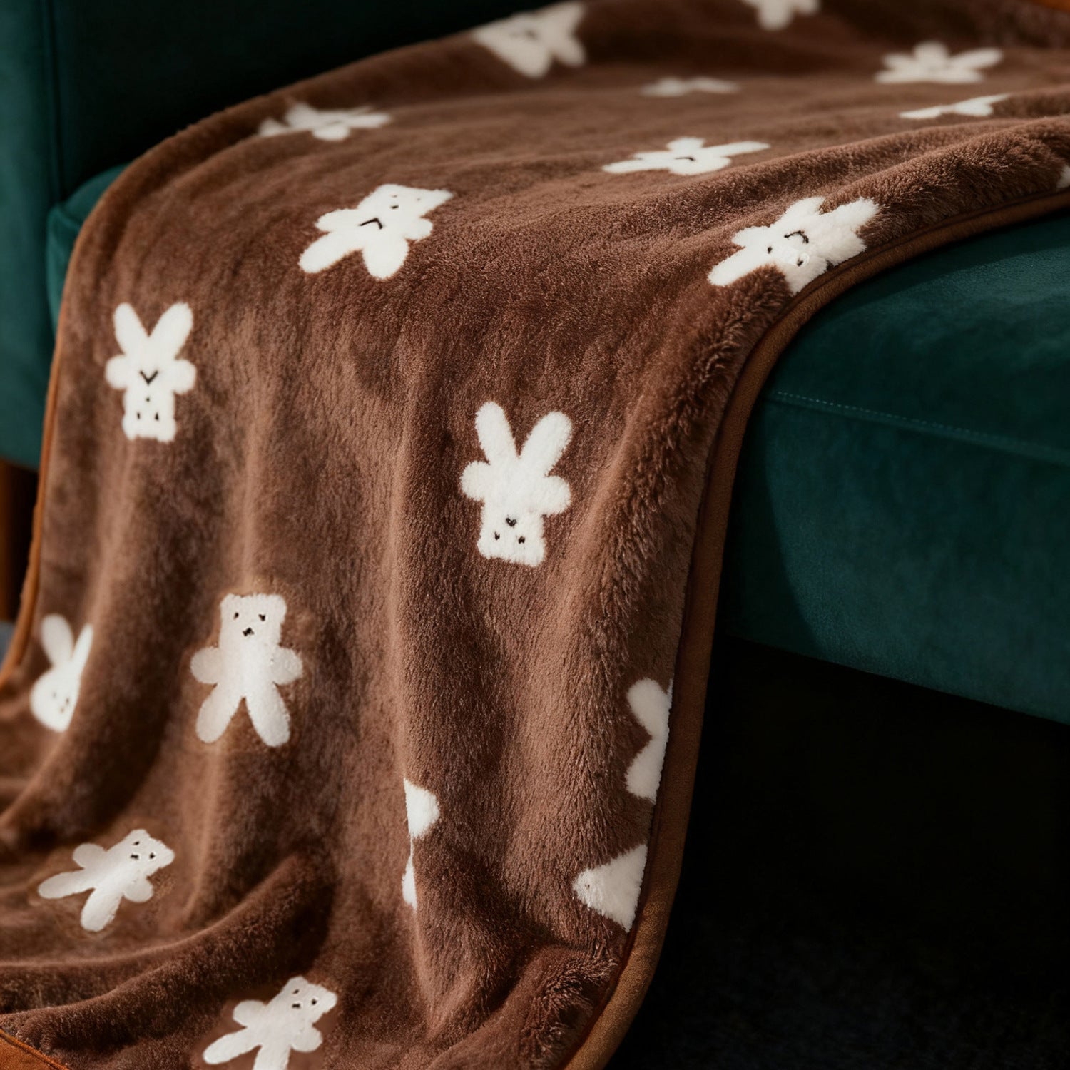 Women's Patterned Throw Blanket Harrow Fluffy Blended Fabric Animal Motifs Polka Dots