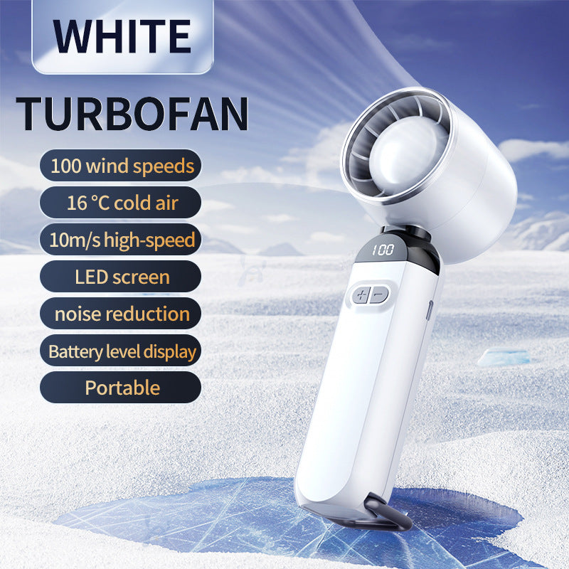 Women's Portable Turbo Cooling Fan with LED Display and Noise Reduction
